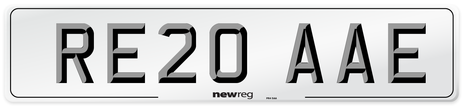 RE20 AAE Number Plate from New Reg